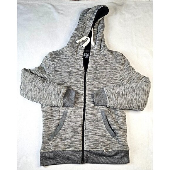 Distortion Mens Small Grey Hooded Jacket Sherpa-Lined Full Zip Two Pockets - Picture 1 of 7
